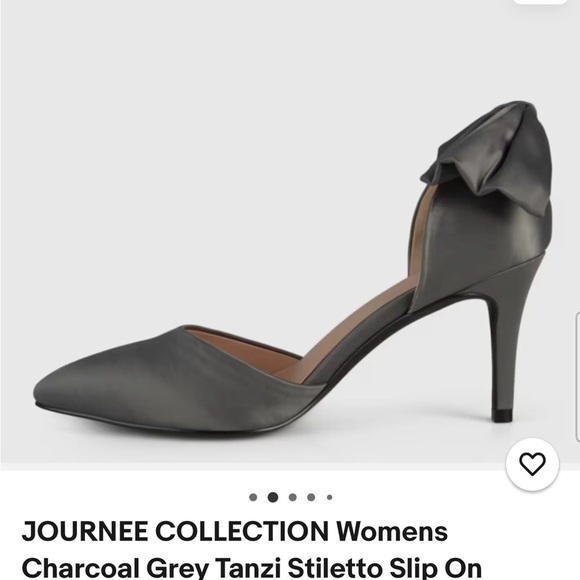 Journee Collection Charcoal Gray Tanzi Bow Heels - Picture 1 of 13